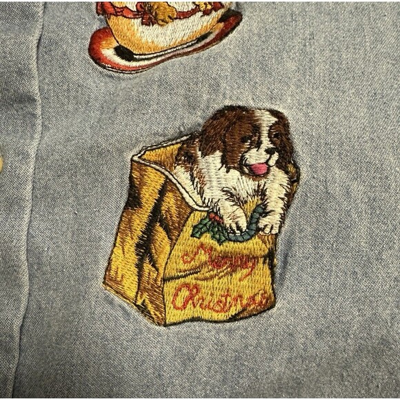 Telluride Clothing Co Christmas Dogs Long Sleeve Shirt Womens Size L - Picture 9 of 16